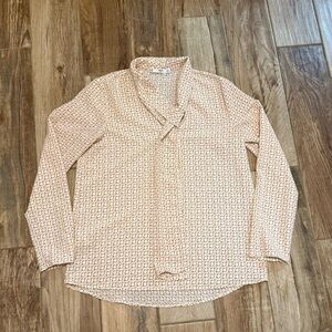 MNG Mango Tie Neck Blouse Gold Rings Design Long Sleeve